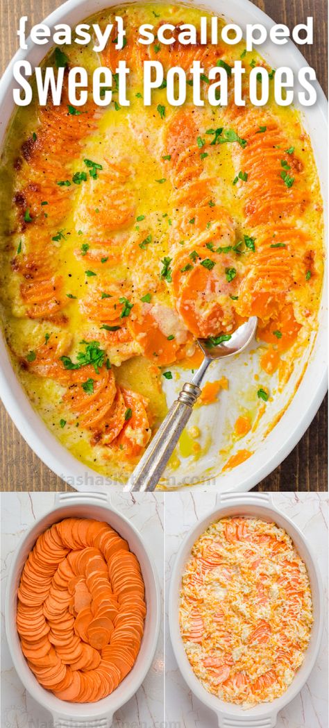 Sweet Potato Bake, Scalloped Sweet Potatoes, Thanksgiving Countdown, Sweet Potato Side Dish, Sweet Potato Gratin, Sweet Potato Sides, Sweet Potato Casserole Easy, Sweet Potatoes Recipe, Courge Spaghetti