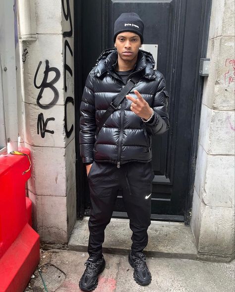 Uk Boys Roadmen Aesthetic, Hard Fits, Bubble Jacket Men, Uk Drip, Black Men Fashion Urban, Puffer Jacket Outfit, Thug Style, Rapper Style, Drippy Outfit