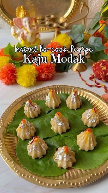 Modak Recipe, Food Reels, Saffron Threads, No Cook, Sweet Meat, Sweet Food, Ganesh Chaturthi, Melt In Your Mouth, Powdered Sugar