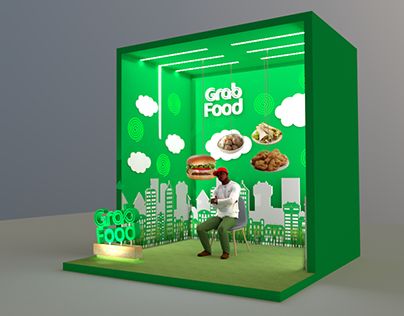 Booth Design Food, Brand Activation Ideas, Event Booth Design, Photo Booth Design, Grab Food, Event Booth, Exhibition Stall, Crafts Room, Food Graphic Design