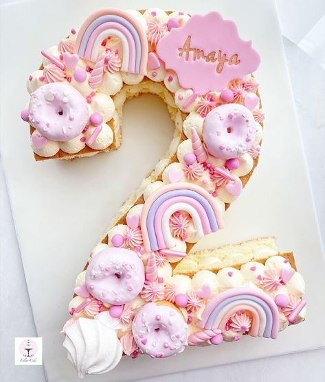 Number 2 Cake Ideas, Unicorn Letter Cake, Number 2 Unicorn Cake, Two Sweet Cupcake Cake, S Birthday Cake Letter, Number Unicorn Cake, Donut Unicorn Cake, Pastel Number Cake, Two Sweet Cake Ideas