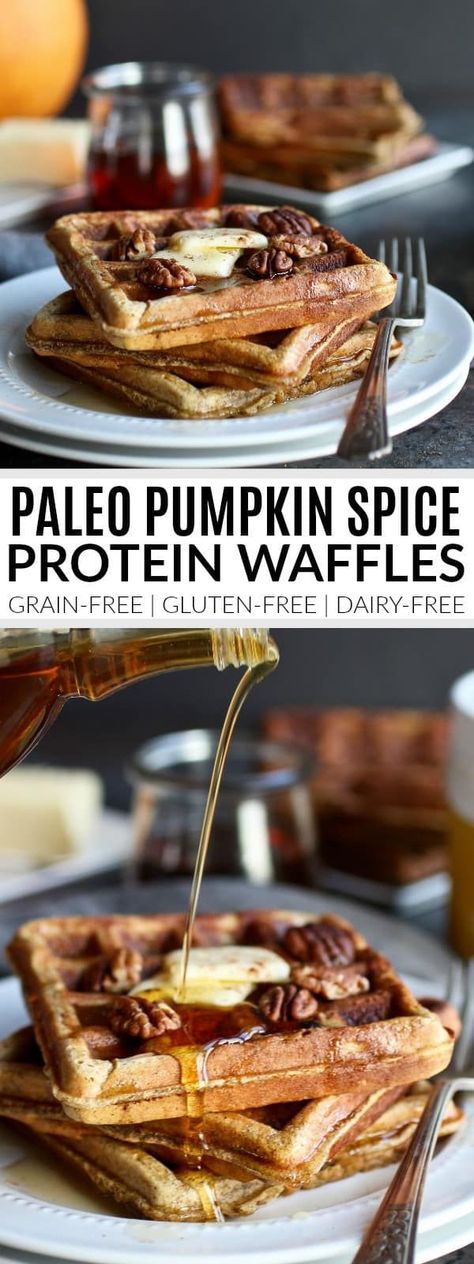 Grain Free Waffle Recipe, Paleo Pumpkin Waffles, Dairy Free Waffles, Brunch Waffles, Paleo Pumpkin Spice, Waffle Recipe Healthy, Dairy Free Breakfast Recipes, Pumpkin Spice Waffles, Healthy Waffles