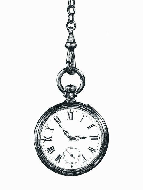 Pocket Watch Drawing, Pocket Watch Art, Watch Sketch, Clock Old, Clock Drawings, Watch Drawing, Old Pocket Watches, Pocket Watch Tattoo, Watch Tattoos