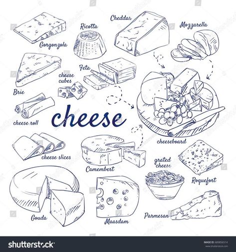 Cheese Doodle, Sketch Menu, Cheese Drawing, Roquefort Cheese, Meaningful Wrist Tattoos, Flash Tattoo Designs, Vector Sketch, Sketch Illustration, Black And White Drawing