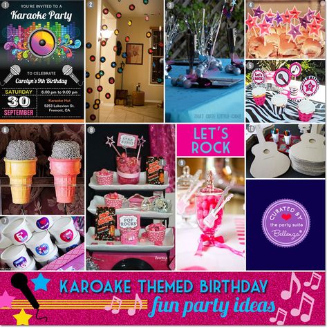 Karaoke Party Snacks, Karaoke Party For Kids, Pop Star Themed Birthday Party, Karaoke Party Food Ideas, 18th Birthday Party Karaoke, Karaoke Themed Birthday Party, Karaoke Kids Birthday Party, Karaoke Party Favors, Kids Karaoke Party Ideas