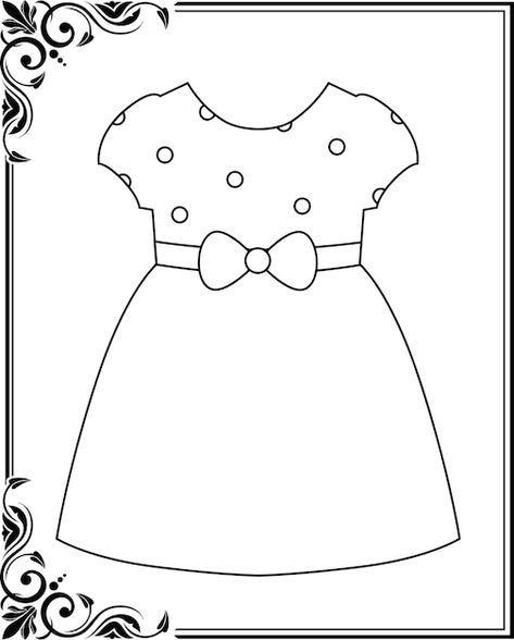 Dresses coloring pages for kids | Premium Vector #Freepik #vector #dresses #coloring-pages #wedding-dresses #coloring-pages-kids Clothes Outline, Dresses Coloring Pages, Dress Outline, Moldes Para Baby Shower, Preschool Learning Activities, Cut And Paste, Preschool Learning, Coloring Sheets, Math Activities