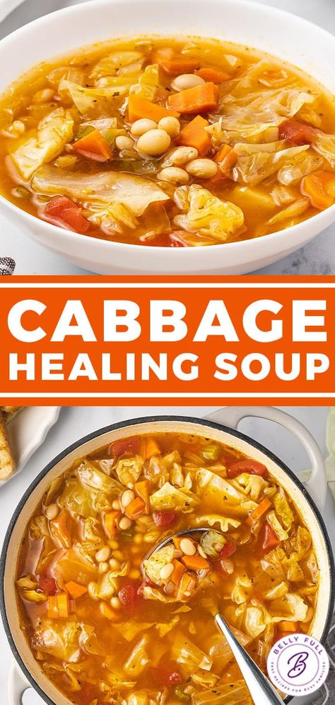 Cabbage Soup is an easy and healthy soup recipe loaded with cabbage and other veggies in a savory, perfectly spiced broth. Low calorie while still filling, this cabbage vegetable soup is just the thing to enjoy during the cold winter months. Cabbage Vegetable Soup, Healthy Cabbage Soup, Healthy Cabbage, Easy Cabbage Soup, Cabbage Recipes Healthy, Healthy Soup Recipe, Cabbage Soup Diet Recipe, Cabbage Vegetable, Healing Soup