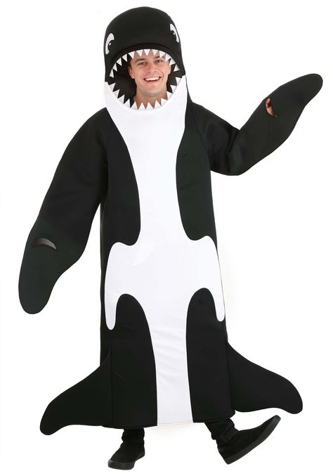 PRICES MAY VARY. Majestic Orca Design: Dive into the Halloween spirit with our stunning Orca Costume featuring a realistic killer whale print that will make you the star of any ocean-themed event. The striking black and white design captures the essence of this majestic marine animal, ensuring you stand out in any crowd. Unmatched Comfort & Quality: Crafted from high-quality 100% polyester, our Orca Costume offers a comfortable and durable fit for hours of wear. The foam-backed construction ensu