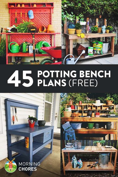 Potting Benches Diy, Potting Bench Ideas, Shed Diy, Diy Potting Bench, Potting Bench Plans, Potting Station, Diy Bank, Garden Shed Diy, Potting Benches