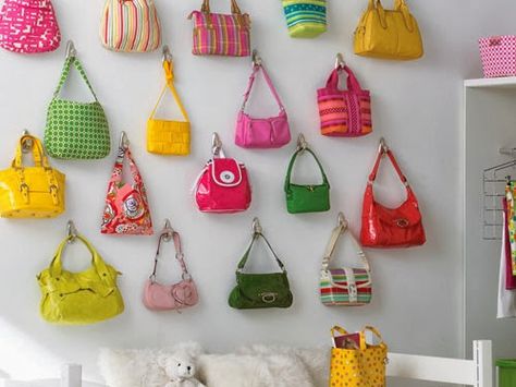 Dorm Room Space Savers, Store Purses, Hanging Purses, Purse Display, Handbag Display, Purse Storage, Retail Inspiration, Handbag Storage, Purse Hook