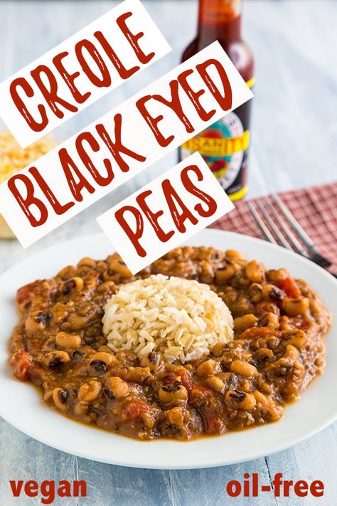 Creole Black Eyed Peas, Back Eyed Peas Recipe, What Goes With Black Eyed Peas, Vegan Southern Black Eyed Peas, Plant Based Black Eyed Peas Recipe, Blacked Eyed Peas Recipe, Cajun Black Eyed Peas Recipe, Soul Vegan Recipes, Vegan Blackeye Pea Recipes