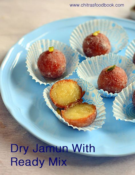 Dry gulab jamun with ready mix Dry Gulab Jamun Recipe, Dry Jamun Recipe, Gulab Jamun Recipe, Jamun Recipe, Vegetable Recipe, Dry Coconut, Gulab Jamun, Cardamom Powder, Organza Dress