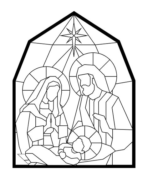 Fuzzy Posters, Stained Glass Nativity, Biblical Christmas, Simple Nativity, Nativity Coloring Pages, Diy Nativity, Stained Glass Quilt, Nativity Crafts, Stained Glass Christmas