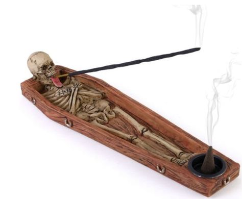 Skeleton incense cone stick holder gothic goth vampire emo decorations room birthday gift present coffin dark Coffin Design, Goth Decor, Magical Gift, Wholesale Gifts, Incense Cones, Easy Diy Art, Punk Goth, Incense Sticks, Incense Holder