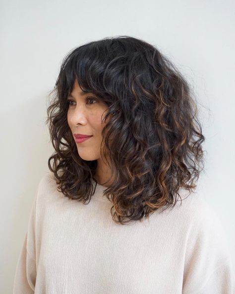 Whether you want trendy, blunt and polished, textured with bangs, an A-line shape, or feathered layers — we have your perfect lob for summer 2019. #haircutsforcurlyhair Long Bob With Bangs Curly Hair, Long Bob For Curly Hair Wavy Lob, Long Bob Haircut With Layers Curly Wavy Lob, Long Bob Haircut Curly Hair, Curly Long Bob Hairstyles Wavy Lob, Wavy Long Bob With Bangs, Curly Lob Bangs, Long Curly Bob With Bangs, Curly Lob With Curtain Bangs