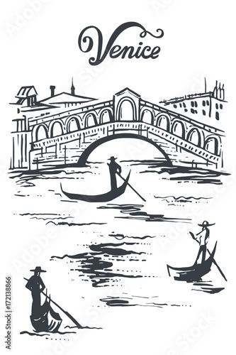 Venice Illustration, Kids Painting Class, Italy Sketches, Bridge Drawing, Bathroom Artwork, Travel Sketches, Vector Sketch, Italy Art, Sketch Illustration