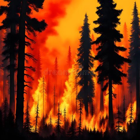 Large forest fire, AI-generatet royalty free stock photography Forest Fire Poster, Forest Fire Illustration, Forest Fire Drawing, Forest Fire Painting, Forest Fire Art, Fire In Forest, Cr7 Vs Messi, Art App, Fire Drawing