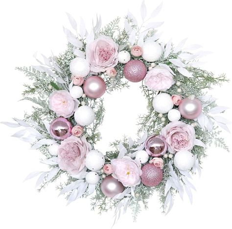 55CM Artificial Pink Peony Christmas Ball Wreath Wedding Home Holiday Door Decoration Hotel Shop Window Holiday Hanging Decor Garland Pink Christmas Wreath, Holiday Door Decorations, Ball Wreath, Christmas Decorations Wreaths, Christmas Door Wreaths, Floral Rosa, Holiday Door, Christmas Rose, Rose Wreath