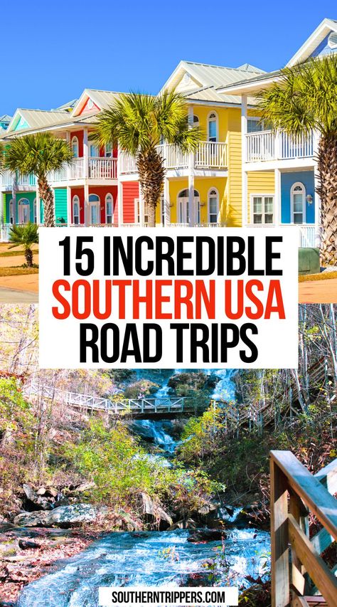 15 Incredible Southern USA Road Trips Usa Road Trips, Southern Road Trips, South Usa, Fun Trips, Southern Usa, Usa Summer, Best Road Trips, Road Trip Places, Trip Destinations