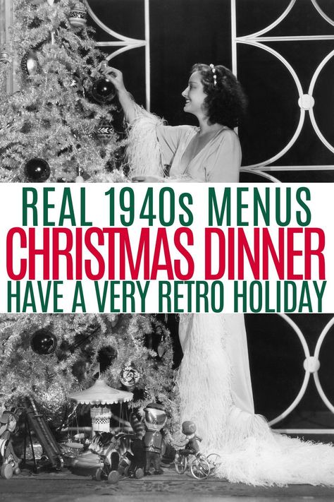 1950s Christmas Dinner, 1950s Christmas Party Food, Christmas Dinner Layout, Christmas Day Theme Ideas, Vintage Christmas Appetizers, 1940s Appetizers, 1940s Dinner Party, Easy Christmas Dinner Ideas For A Crowd, Old Fashioned Christmas Dinner