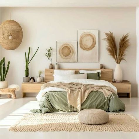 Boho House Bedroom, Earthy Tones Bedroom, Scandifornian Style, Vintage Apartment Decor, Boho Bedroom Design, Decorate Bedroom, Natural Bedroom, Earthy Bedroom, Oak Bedroom