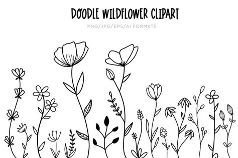 Simple Flower Drawing, Whiteboard Art, Wildflower Drawing, Line Art Flowers, Doodle Art Flowers, Flower Drawings, Flower Outline, Flower Art Drawing, Brush Calligraphy