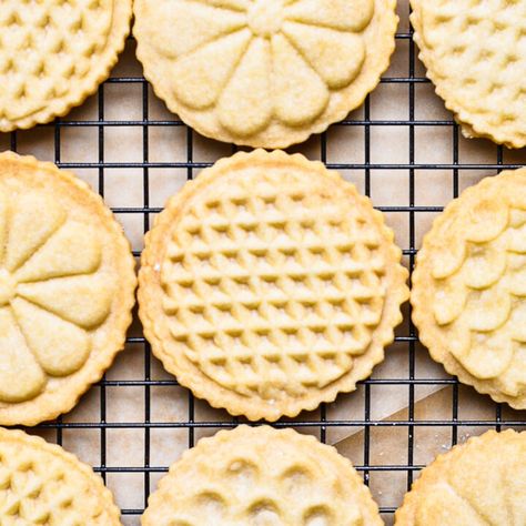 Stamped Shortbread Cookies - UncomplicatedChef Scottish Shortbread Cookies, Cookie Presses, Scottish Shortbread, Festive Cookies, Cookie Press, Buttery Cookies, Cookie Swap, Pretty Cookies, Holiday Cookie