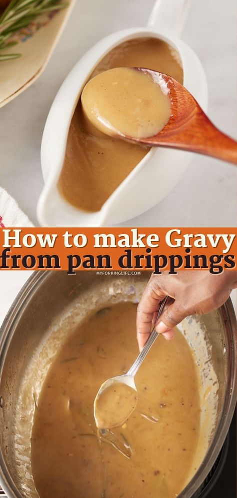 Make Gravy From Drippings, Weird Thanksgiving, Thanksgiving Gravy Recipes, Gravy From Drippings, Best Turkey Gravy, Turkey Gravy Easy, Turkey Gravy From Drippings, Homemade Turkey Gravy, Making Turkey Gravy