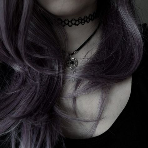 Hair Heart, Purple Hair, A Black, Choker, A Woman, Purple, Hair, Black