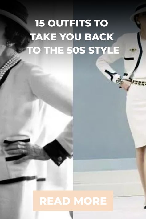 Stylish 1950s inspired outfits, one in black and white and one in color, featuring elegant hats and tailored suits. 1950s Secretary Fashion, 1950 Inspired Outfits, 1950s Fashion Inspiration, 1950s Fashion Women Outfits, 50 Fashion Vintage 1950s, 1950 Costume Ideas, Modern 50s Style Outfits, 50s Fashion Black Women, 1960s Fashion Women Classy