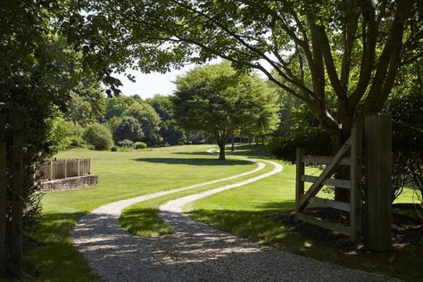 scott-mitchell-bridgehampton-landscape-garden-driveway-gate-gardenista Scott Mitchell, Driveway Entrance Landscaping, Garden Driveway, Dock House, 40 Acres, Garden Works, Driveway Entrance, Driveway Design, Long Driveways