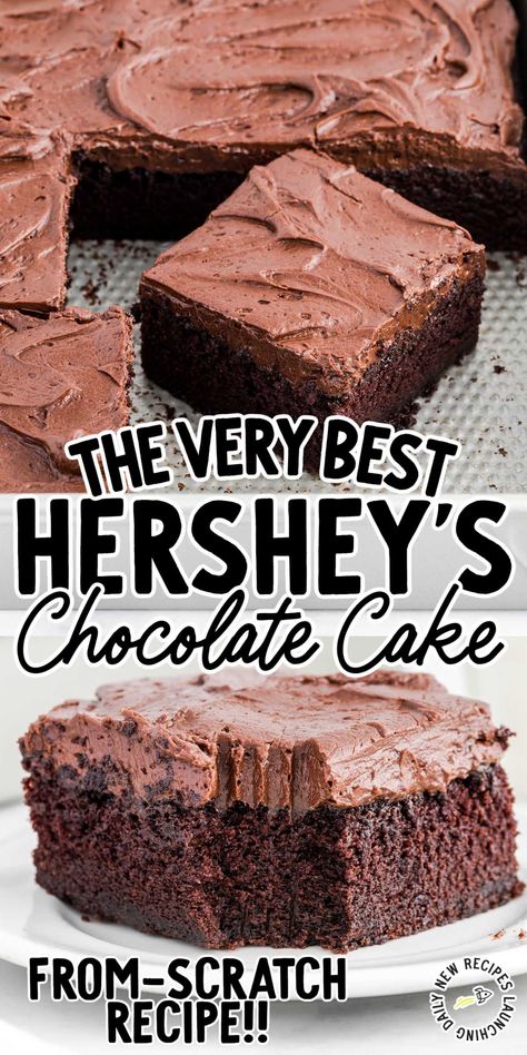 Hersey Chocolate Cake Hershey's, Hershey Chocolate Cake, Best Sheet Cake, Hersheys Chocolate Cake, Easy Chocolate Sheet Cake, Hershey Cake, Hersheys Chocolate Cake Recipe, Baking Deserts, Hershey Chocolate Cakes