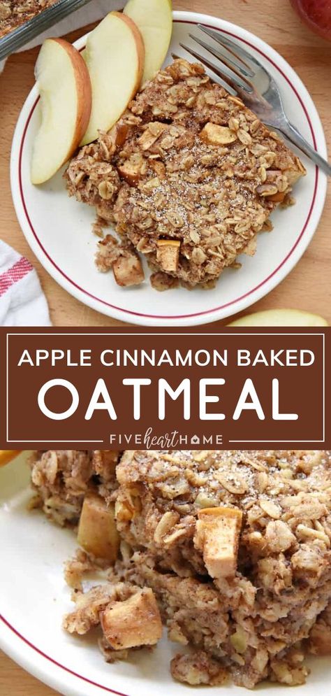 Baked Oatmeal Recipes Healthy, Wholesome Breakfast Ideas, Apple Cinnamon Baked Oatmeal, Cinnamon Baked Oatmeal, Healthy Oatmeal Recipes, Baked Oatmeal Recipes, Healthy Food Facts, Healthy Oatmeal, Oatmeal Breakfast