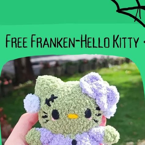 Halloween Hello Kitty Crochet, Crochet Halloween Plushies Pattern Free, Hello Kitty Free Crochet Pattern, Crochet Halloween Plushies, Crochet Hello Kitty Free Pattern, Hello Kitty Crochet Pattern Free, Hello Kitty Crochet Pattern, Sanrio Crochet, Crochet Halloween Patterns Free