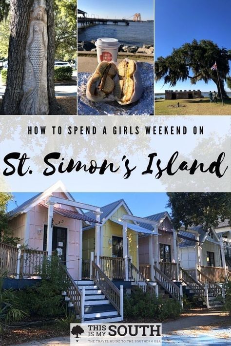 Is a girl's weekend away on your summer bucket list? This getaway guide from This Is My South is perfect for visiting St. Simon's Island, GA. St. Simon's Island is perfect for escaping the hustle and bustle of traditional beach towns. Relax and recharge while you eat, drink, and shop your way around St. Simon's Island, GA. St Simons Island Georgia, Southern Usa, Coast Guard Stations, Girls Weekend Getaway, Southern Travel, Girlfriends Getaway, Beach Destinations, Beach Towns, Georgia Travel