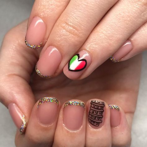 Italian Themed Nails, Italy Themed Nails, Italy Nail Art, Summer Nails Italy, Italian Inspired Nails, Italian Nails Designs Italy, Italia Nails, Italy Nails Design, Nails For Italy