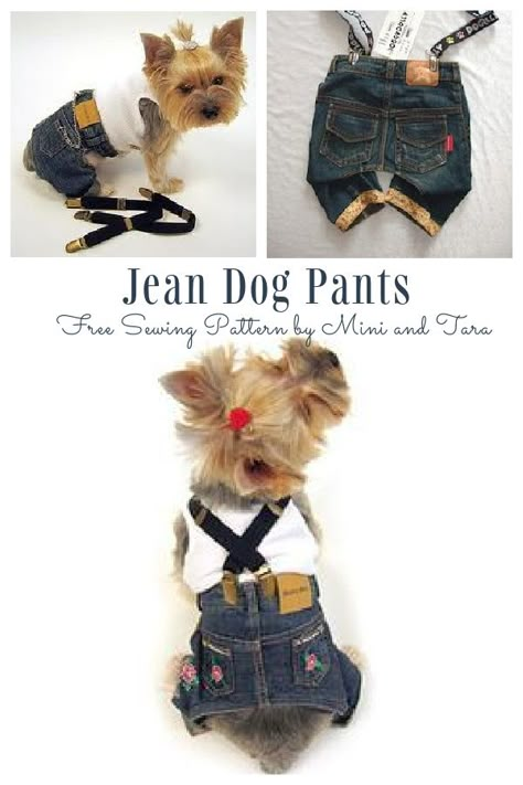 DIY Recycled Jean Dog Coat Free Sew Pattern & Tutorials Dog Pants Pattern Free, Dog Overalls Pattern, Dog Shorts Pattern, Denim Dog Clothes, Diy Dog Shirt Pattern, No Sew Dog Clothes, Dog Clothes Sewing Patterns Free, Diy Dog Outfits, Pet Clothes Patterns Free