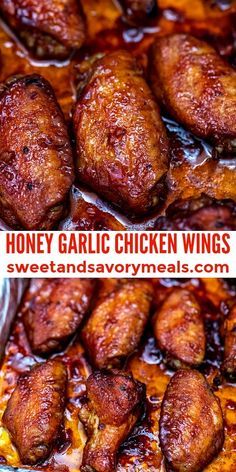 Honey Garlic Chicken Wings [Video] - Sweet and Savory Meals Food Recipes For Superbowl, Tasty Chicken Wings, Large Chicken Wing Recipes, Chicken Wing Honey Garlic, Gourmet Easy Recipes, Chicken Wings In Roaster Oven, Good Recipes For Dinner With Chicken, Things To Do With Chicken Wings, Red Savory Food