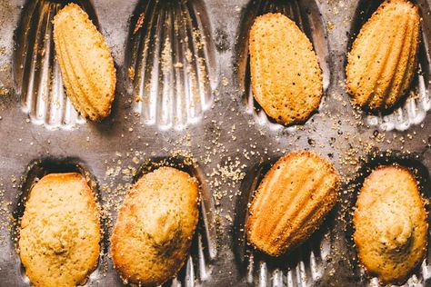 Brown Sugar Madeleines Madeleines Recipe, French Cakes, French Delicacies, Madeleine Recipe, French Cake, Large Cake, Salted Caramel Sauce, Cake Mixture, Little Cakes