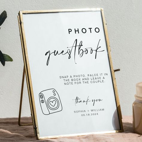 Photo Guestbook | wedding guest book sign Photo Guest Book Sign, Polaroid Guest Book Sign, Photo Guest Book Wedding, Polaroid Guest Book, Minimalist Photos, Guest Book Table, Photo Guest Book, Wedding Guest Book Sign, Modern Minimalist Wedding