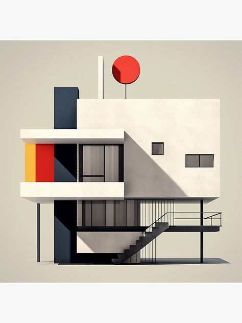 Bauhaus House Design, Open Composition Art, Bauhaus Office Design, Bauhaus Interior Design Bedroom, Bauhaus Sketch, 2144 Museum, Bauhaus Exterior, Architectural Graphic Design, Bauhaus Architecture Buildings