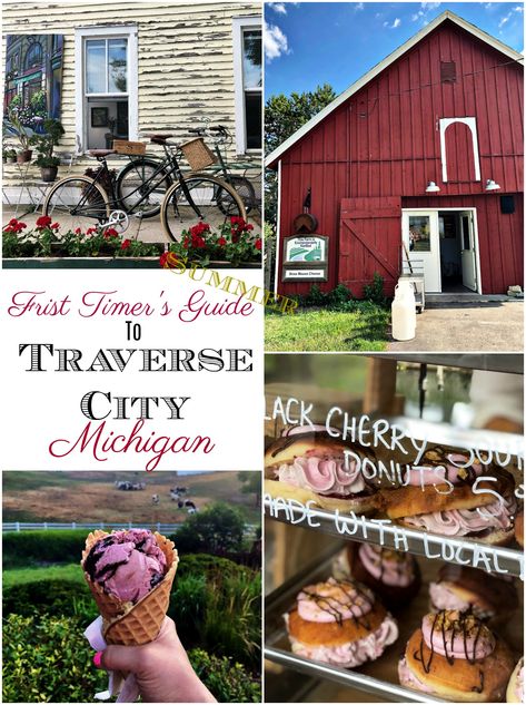 First Timer's Summer Travel Guide to Traverse City Michigan Ice Cream Barns Doughnuts and Shopping! Michigan Travel Destinations, Michigan Adventures, Michigan Road Trip, Michigan Summer, Michigan Vacations, Traverse City Michigan, Traverse City Mi, Midwest Travel, Year 8