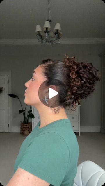 Sophie Marie on Instagram: "The perfect messy bun ✅curly hair edition 😍  This is my fav way to style the front of my hair. A great option if you don’t like your hair completely slick back and want a bit of volume at the front  💌Send to a curlfriend who could do with some curly updo inspo" How To Do Perfect Messy Bun, Cute Curly Messy Buns, How To Do A Curly Messy Bun, Messy Hairstyles For Curly Hair, Curly Slick Back Bun, Slick Back Curly Bun, Curly Messy Bun Tutorial, Bun Hairstyles Curly Hair, Slick Back Messy Bun