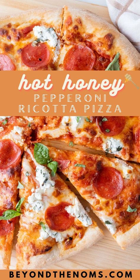 hot honey pepperoni ricotta pizza recipe Honey Pizza, Ricotta Pizza, Pizza Oven Recipes, Hot Honey, Pizza Recipes Homemade, Flatbread Pizza, A Pizza, Deep Dish, Homemade Pizza