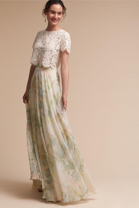 BHLDN Bridesmaid Separates Chifon Dress, Wedding Dress Separates, Wedding Dress Topper, Bridesmaid Separates, Floral Bridesmaid Dresses, Anthropologie Wedding, Floral Bridesmaid, Bridal Separates, Wedding Elegant