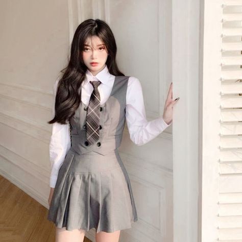 Vetements Clothing, School Uniform Fashion, 얼짱 소녀, Kawaii Fashion Outfits, Korean Fashion Dress, Uniform Fashion, Korean Girl Fashion, Korean Fashion Trends, Ulzzang Fashion