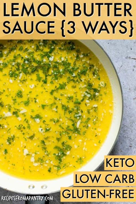 Are you ready for the BEST Lemon Butter Sauce recipe ever? How about THREE of the best lemon butter sauce recipes? These delicious sauces are super versatile and taste amazing on everything from chicken and fish to pasta and vegetables. Plus you can make them in just 5 minutes! #lemonbuttersauce #lemongarlicbuttersauce #lemonbuttersauceforfish #chillibutter #buttersauceforpasta #saucerecipe #sauces #lemon #butter Butter Sauce Recipes, Pasta And Vegetables, Butter Sauce For Pasta, Sauce For Vegetables, Delicious Sauces, Best Sauce Recipe, Lemon Garlic Butter Sauce, Recipe Sauce, Lemon Butter Chicken