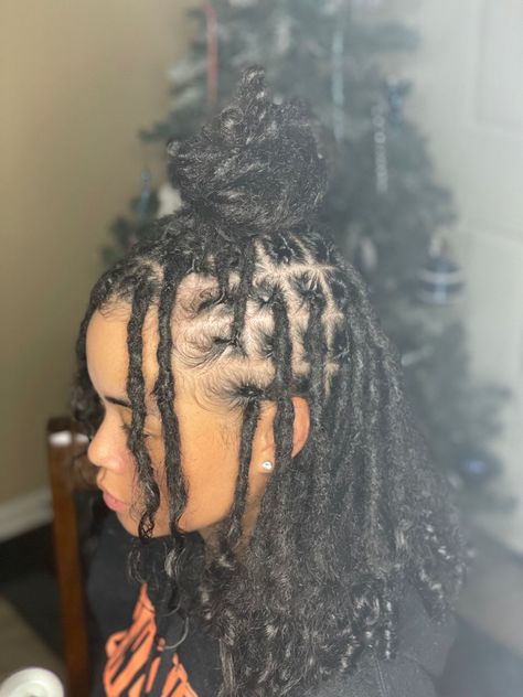 Instant Loc Journey, Instant Curly Locs, Half Up Half Down Dreads Hairstyles, Locs On Loose Curly Hair, Instant Locs Curly Ends, 3b Hair Locs, Instant Locs Styles, Short Locs Curly Ends, Natural Locs With Curly Ends Styles