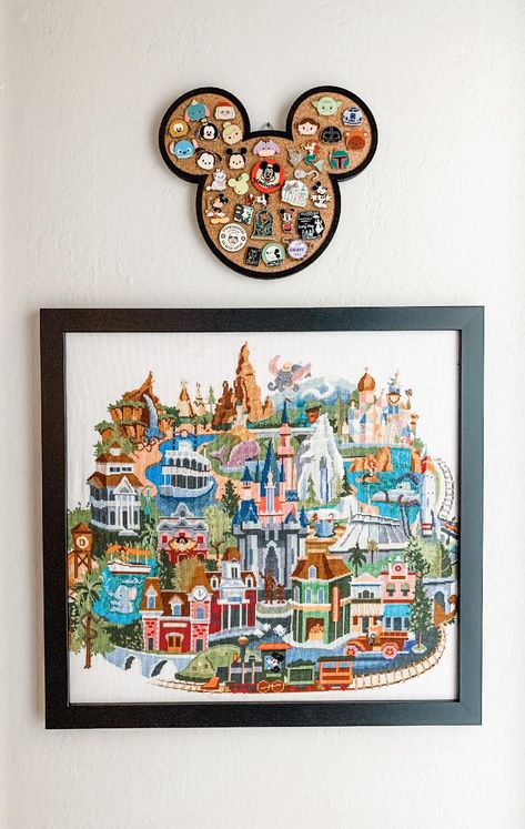 Disneyland map cross stitch project Small World Cross Stitch, Disneyland Cross Stitch Patterns, Disney World Cross Stitch, Disneyland Cross Stitch, Disneyland Embroidery, Disney Map, Map Cross Stitch, Disneyland Map, Disney 2024