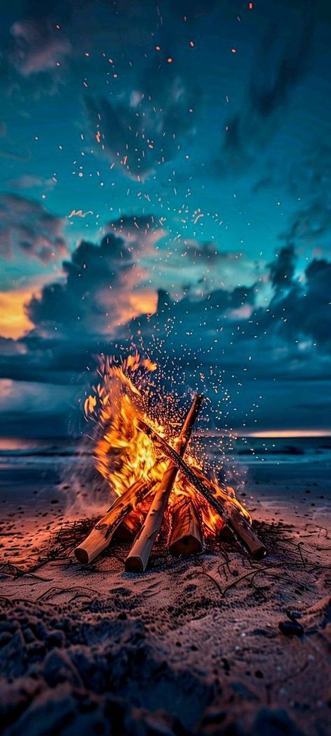 Roku Screensaver Aesthetic, Bonfire Night Aesthetic, Fire Wallpaper Aesthetic, Film Grain, Dark Curly Hair, Mountain Landscape Photography, Wet Sand, Nature Iphone Wallpaper, Orange Glow